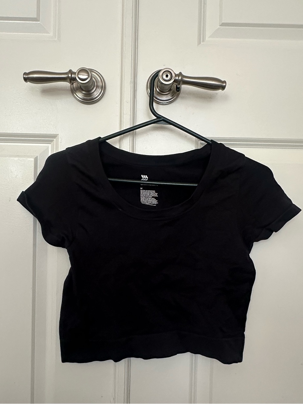 All in motion cropped black workout top